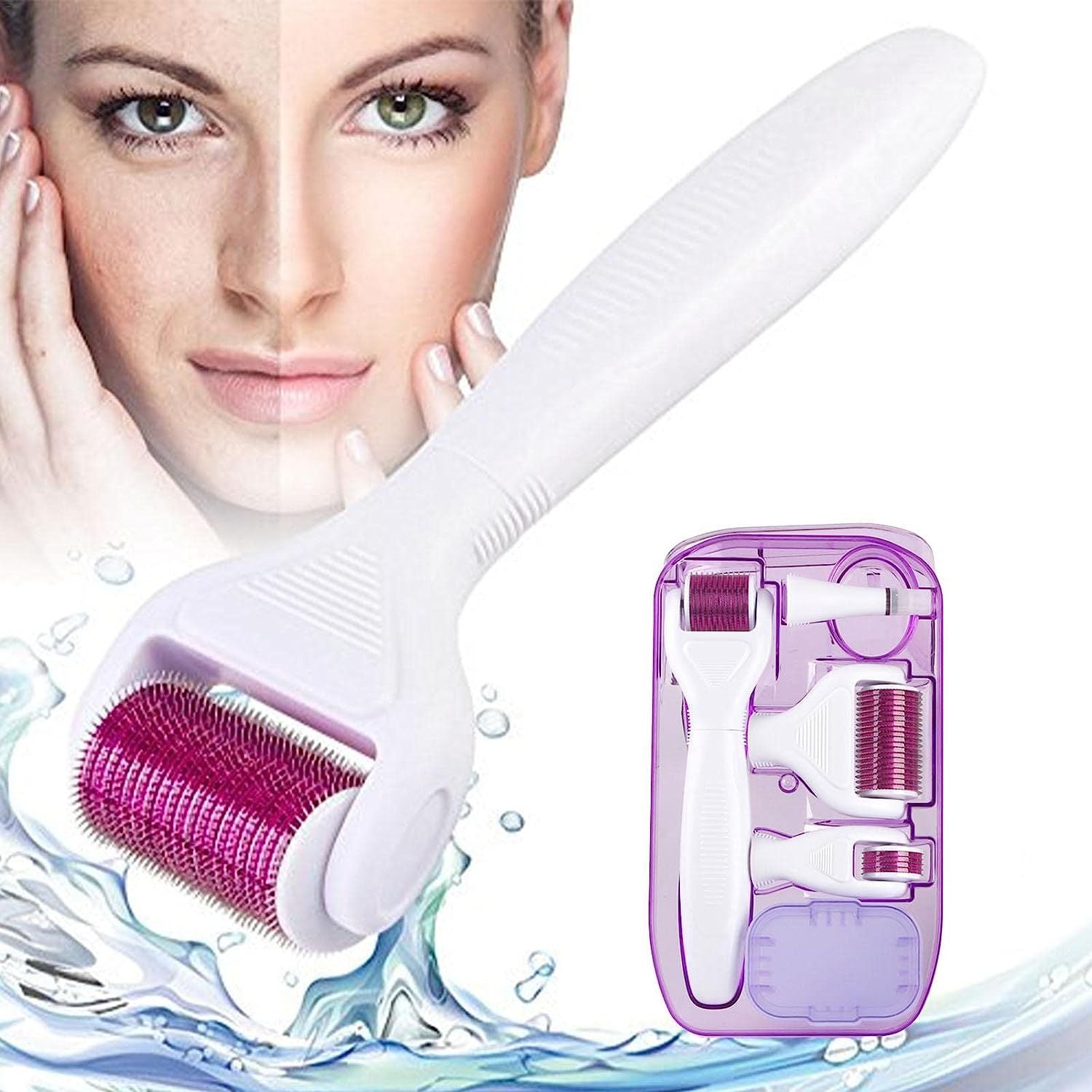 Derma Roller 5 in 1 Face - Derma Roller for Face, 5 in 1 Rollers for Scalp, Hair, Beard, Facial Skin Care for Men and Women - Oshi.pk - Buy & Sell Online