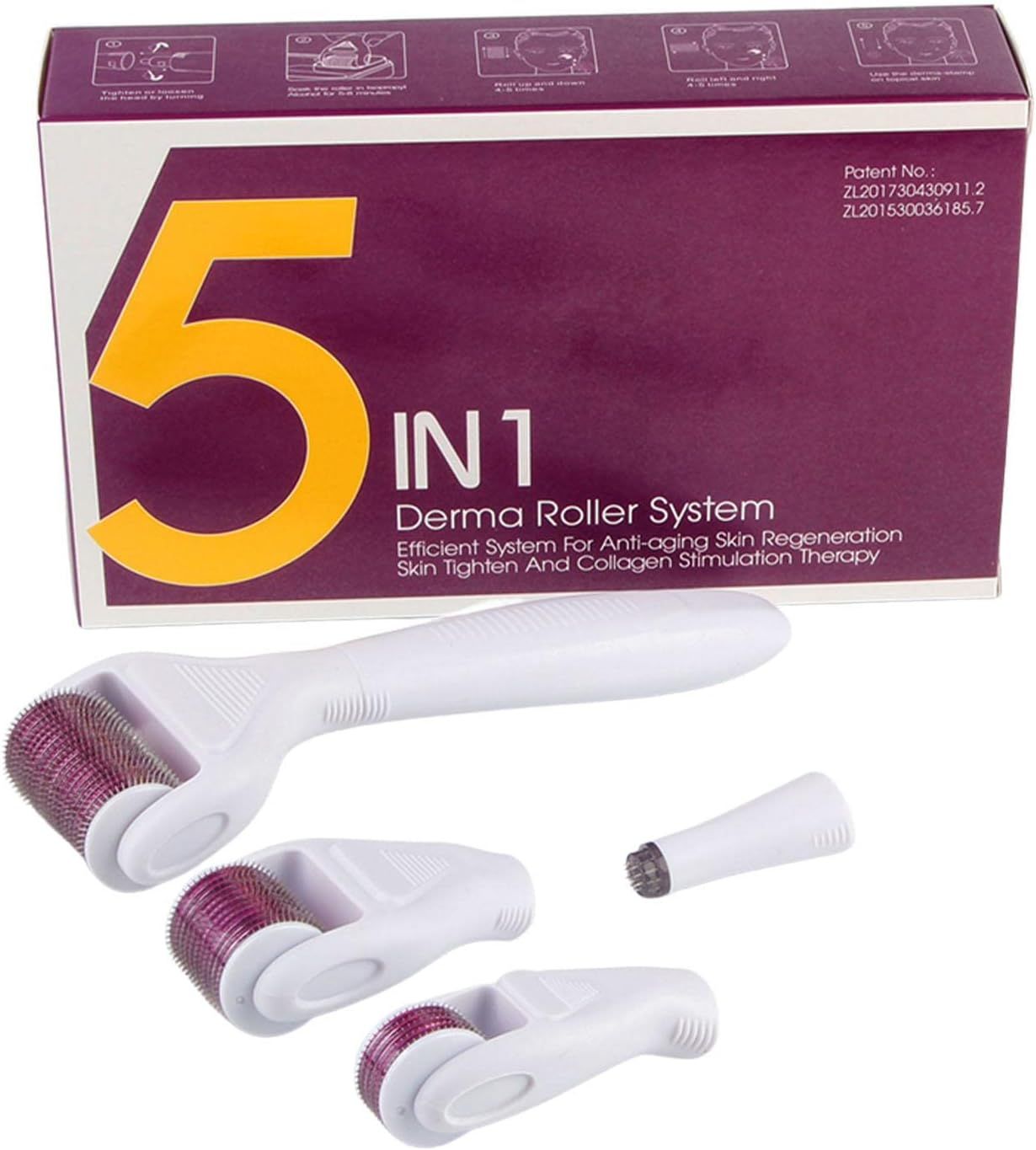 Derma Roller 5 in 1 Face - Derma Roller for Face, 5 in 1 Rollers for Scalp, Hair, Beard, Facial Skin Care for Men and Women - Oshi.pk - Buy & Sell Online