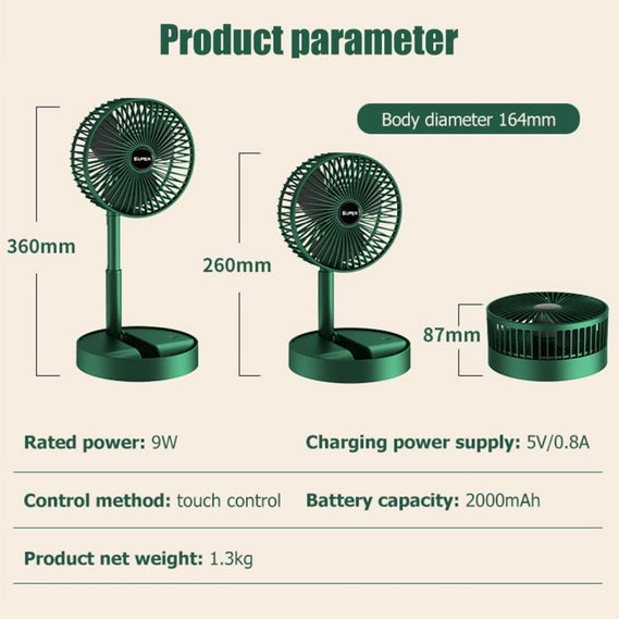 Desk Fan3 Speeds Wind Quiet Foldable Rechargeable Battery Operated USB Desktop Folding Fan For Office Trave Home Desk Outdoor Bedroom Trave 6.5-Inch - Oshi.pk - Buy & Sell Online