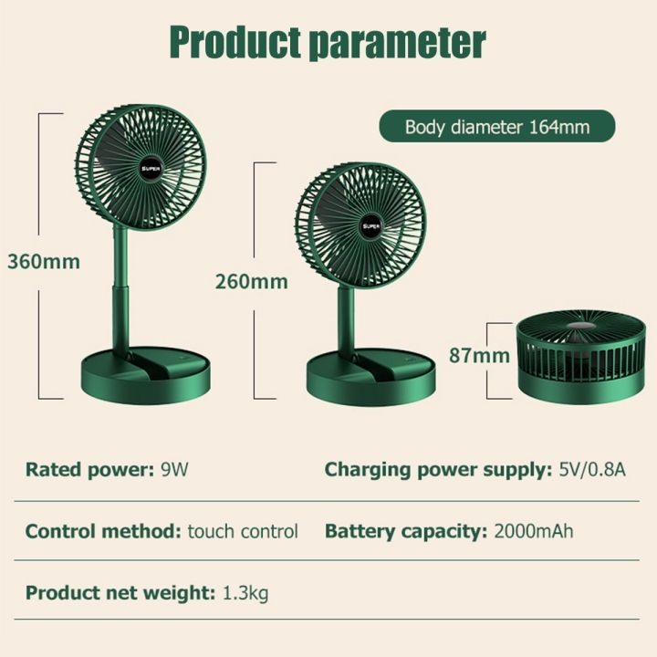 Desk Fan3 Speeds Wind Quiet Foldable Rechargeable Battery Operated USB Desktop Folding Fan For Office Trave Home Desk Outdoor Bedroom Trave 6.5-Inch - Oshi.pk - Buy & Sell Online