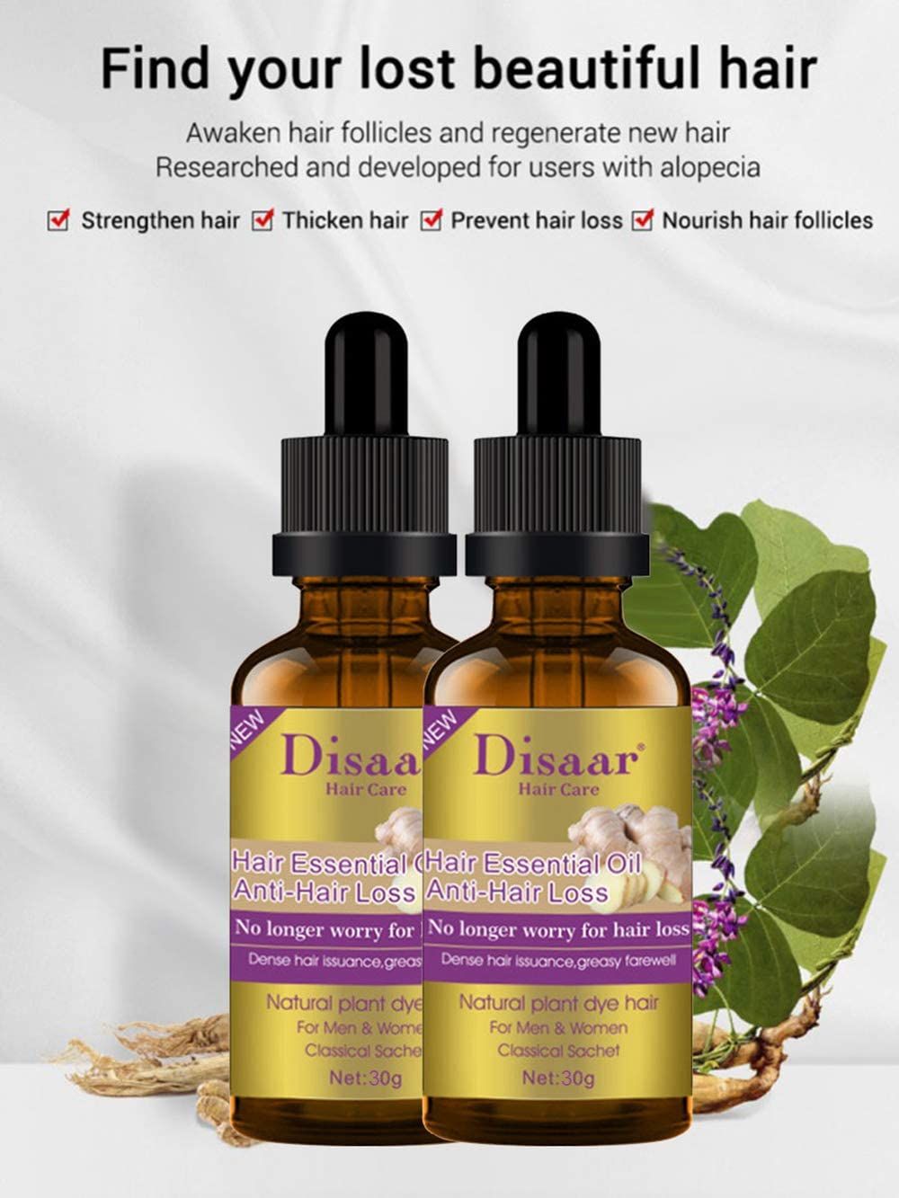 Disaar Natural Ginger Hair Care For Men And Women Hair Loss Powerful Hair Growth 30ML DS325-2 - Oshi.pk - Buy & Sell Online