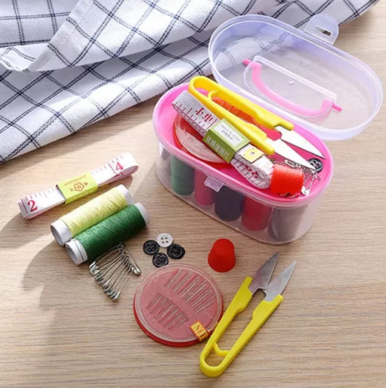 DIY Sewing Kit Set Sewing Accessories Coil Scissors Needle Sized Embroidery Stitching Punch Needle With Storage Box - Oshi.pk - Buy & Sell Online