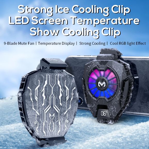 DL05 Phone Cooling Fan With Temperature Display Portable Mini PUBG Phone Cooler