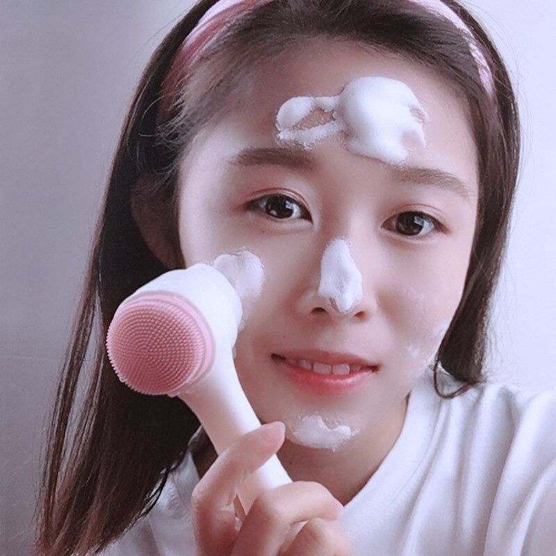 Double Sided Manual Massage Soft Bristles Blackhead Removal Product Pore Cleaner Exfoliator Face Scrub Brush - Oshi.pk - Buy & Sell Online