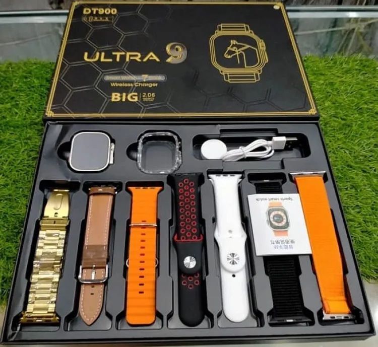 DT 900 7 In 1 Strap Ultra 9 Smart Watch - 49MM Dial - Full Touch Display - 7 Different Strap - Oshi.pk - Buy & Sell Online