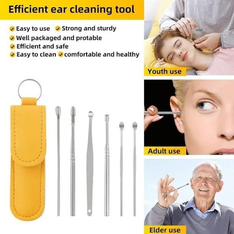 Ear Wax Cleaning Kit, 6 Pcs Ear Pick Tools, Wax Removal Kit, Ear Cleaning Tool Set, Spring Earwax Cleaner Tool For Children And Adult - Oshi.pk - Buy & Sell Online