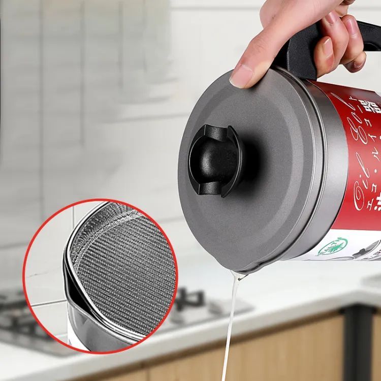 Easy Kitchen Oil Filter Pot Oil Strainer Pot Stainless Steel Grease Strainer Oil Storage Pot Oil Container Stainless Steel Oiler Tank Container Grease - Oshi.pk - Buy & Sell Online