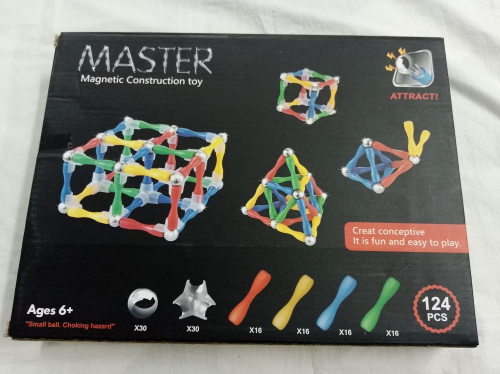 Master Magnetic Construction Toy- 124 pcs - Oshi.pk - Buy & Sell Online