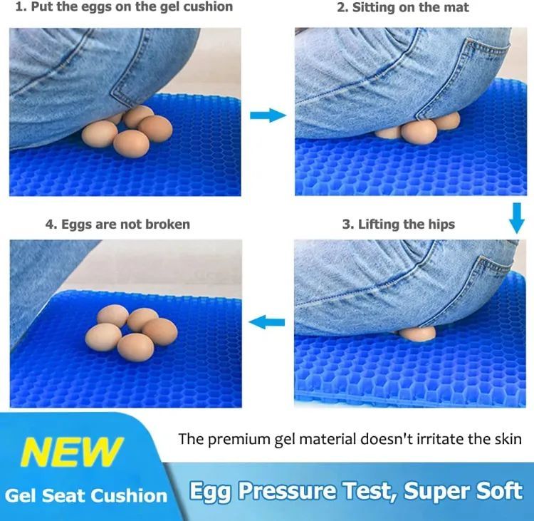 Egg Sitter Comfortable Orthopedic Chair Seat Gel Seat Cushion Double Thick Egg Gel Cushion For Pressure Pain Relief Breathable Cushion Chair Pads For Car Seat Office Chair For Pressure Relief - Oshi.pk - Buy & Sell Online