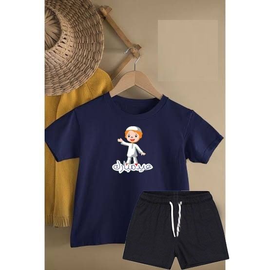 Eid Mubarak Printed Kids Tshirt and Short - Oshi.pk - Buy & Sell Online