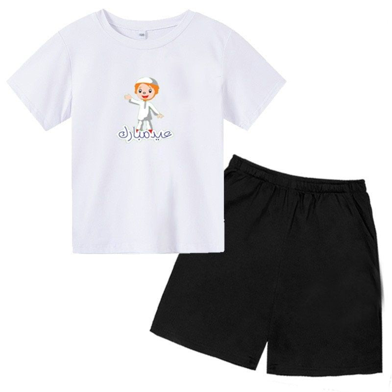 Eid Mubarak Printed Kids Tshirt and Short - Oshi.pk - Buy & Sell Online