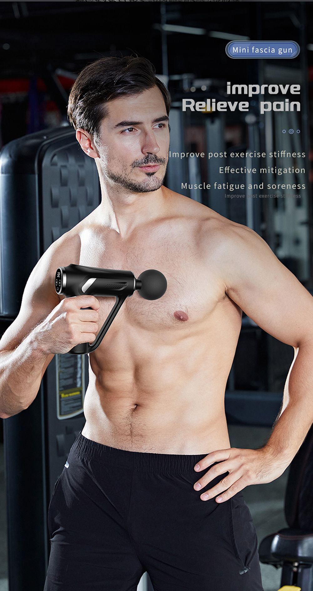 Electric Fascial Massager Rechargeable Adjustable Back Muscle Massage Machine Gym Sports with 4 Heads, Black Instrument Deep Tissue Percussion Super Q - Oshi.pk - Buy & Sell Online