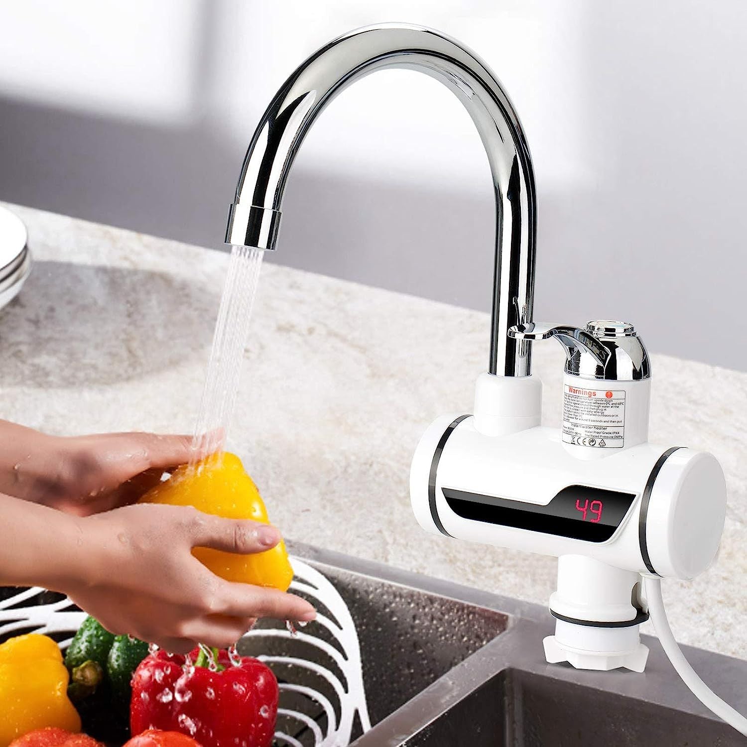 Electric Hot Water Faucet 360° Electric Heater Faucet Fast Heating Tap Water Heater with LED Digital Display for Bathroom Kitchen - Oshi.pk - Buy & Sell Online