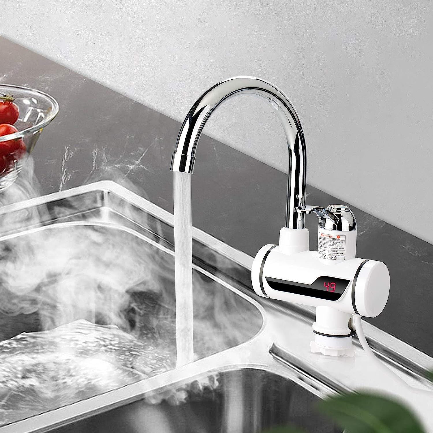 Electric Hot Water Faucet 360° Electric Heater Faucet Fast Heating Tap Water Heater with LED Digital Display for Bathroom Kitchen - Oshi.pk - Buy & Sell Online