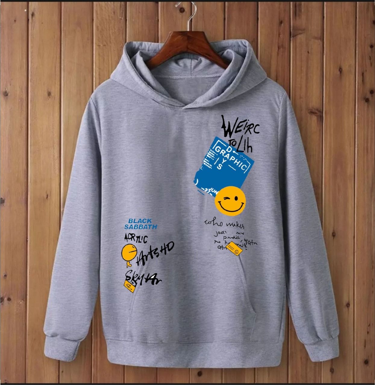 ZIK ZAK Hoodies For Men & Boy Printed Kangaroo Pocket Drawstring Pullovers Clothing Long Sleeves Export Quality Winter Wear-copy- - Oshi.pk - Buy & Sell Online