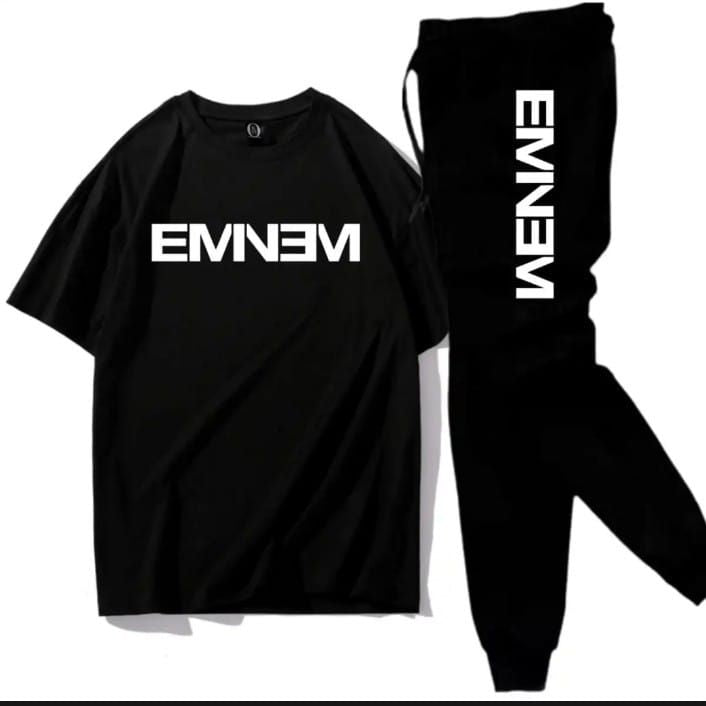 EMNEM printed Black t shirt & Black trouser Tracksuit - Oshi.pk - Buy & Sell Online