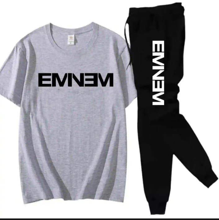EMNEM printed Grey t shirt & Black trouser Tracksuit - Oshi.pk - Buy & Sell Online