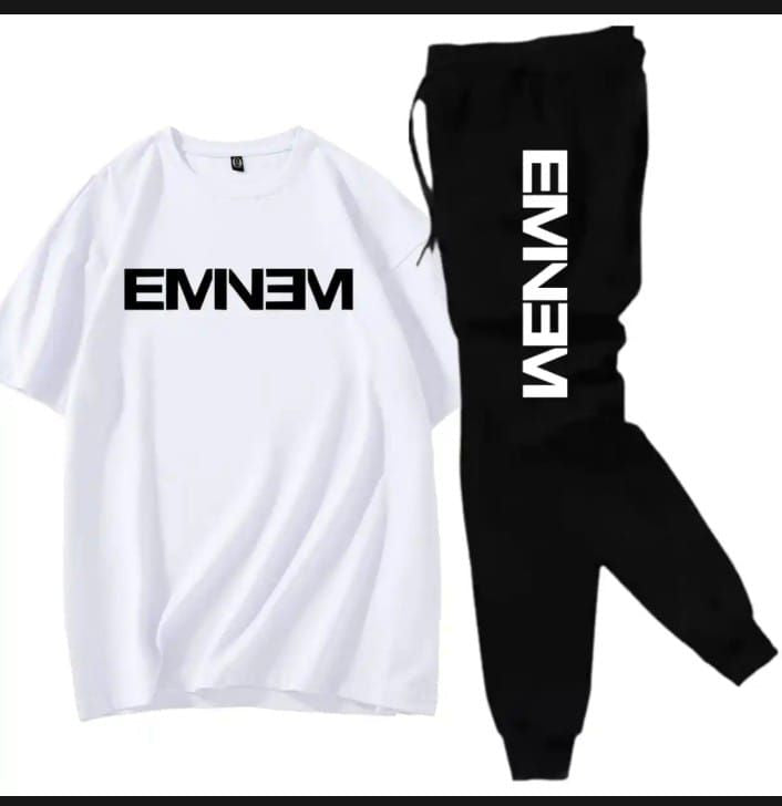 EMNEM printed White t shirt & Black trouser Tracksuit - Oshi.pk - Buy & Sell Online