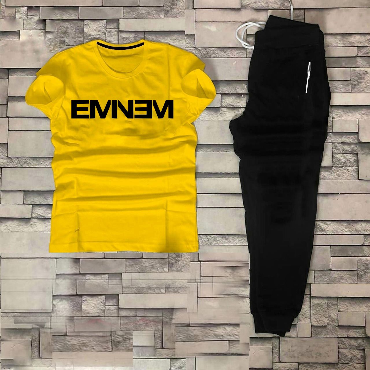 EMNEM Tracksuit Summer T Shirt and Black Trouser Gym wear New printed track Men's Clothing Summer Breathable and comfortable - Oshi.pk - Buy & Sell Online