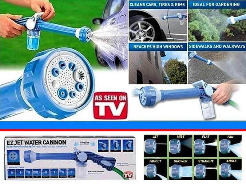 Ez Jet Water Cannon 8 in 1 Turbo Spray Gun for Gardening, Car Wash, Home Cleaning with inbuilt Soap Dispenser Tank (Multicolour) - Oshi.pk - Buy & Sell Online