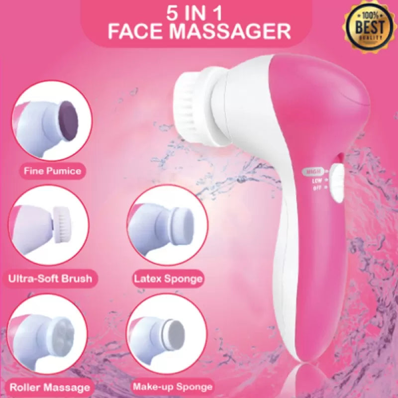 Face Massager, 5 in 1 Electric Cleanser, Portable Electric Facial Massager, Beauty Care Massager - Oshi.pk - Buy & Sell Online