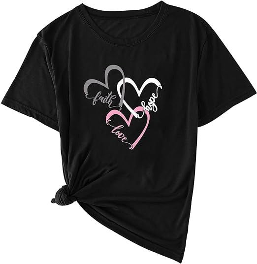 Faith Hope Love hearts, triple hearts T-shirt for Women's - Oshi.pk - Buy & Sell Online