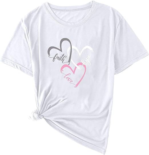 Faith Hope Love hearts, triple hearts T-shirt for Women's - Oshi.pk - Buy & Sell Online