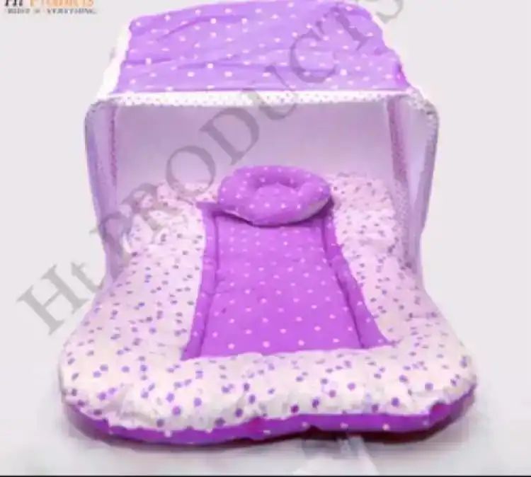 Fancy Baby Sleeping bag with Mosquito net Embroided Frill Crib 0-1 Year Infant Portable Folding Baby Cots Net Infant Sleeping Bag - baby bistar gaddi - Oshi.pk - Buy & Sell Online