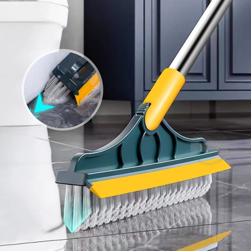 Floor Scrub Brush 2 In 1 Cleaning Brush Long Handle Removable Wiper Magic Broom Brush Squeegee Tile Kitchen Cleaning Tools - Oshi.pk - Buy & Sell Online