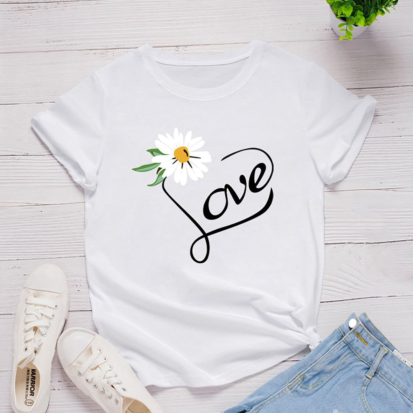 Floral Letter Print Top T-shirts for Women's - Oshi.pk - Buy & Sell Online