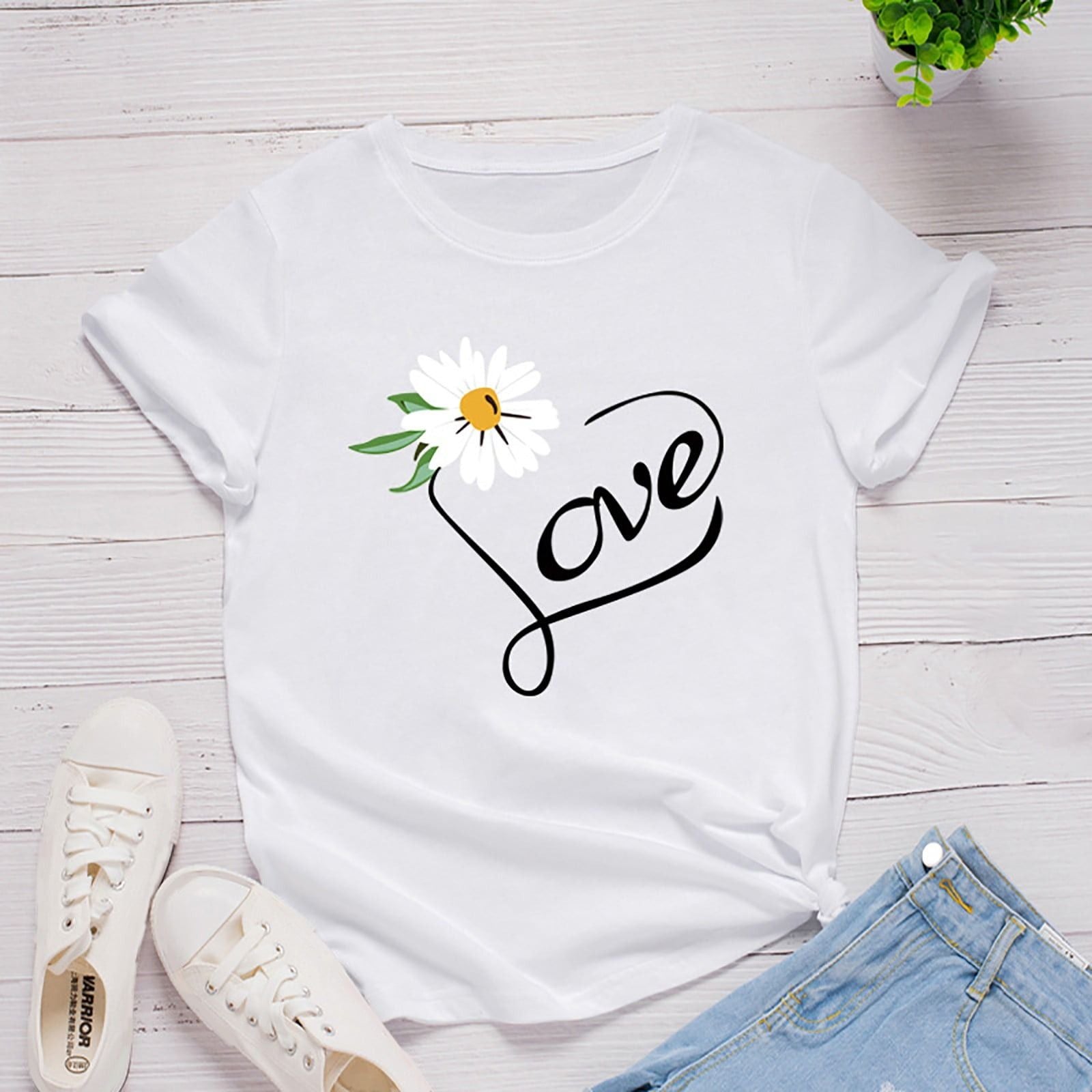 Floral Letter Print Top T-shirts for Women's - Oshi.pk - Buy & Sell Online