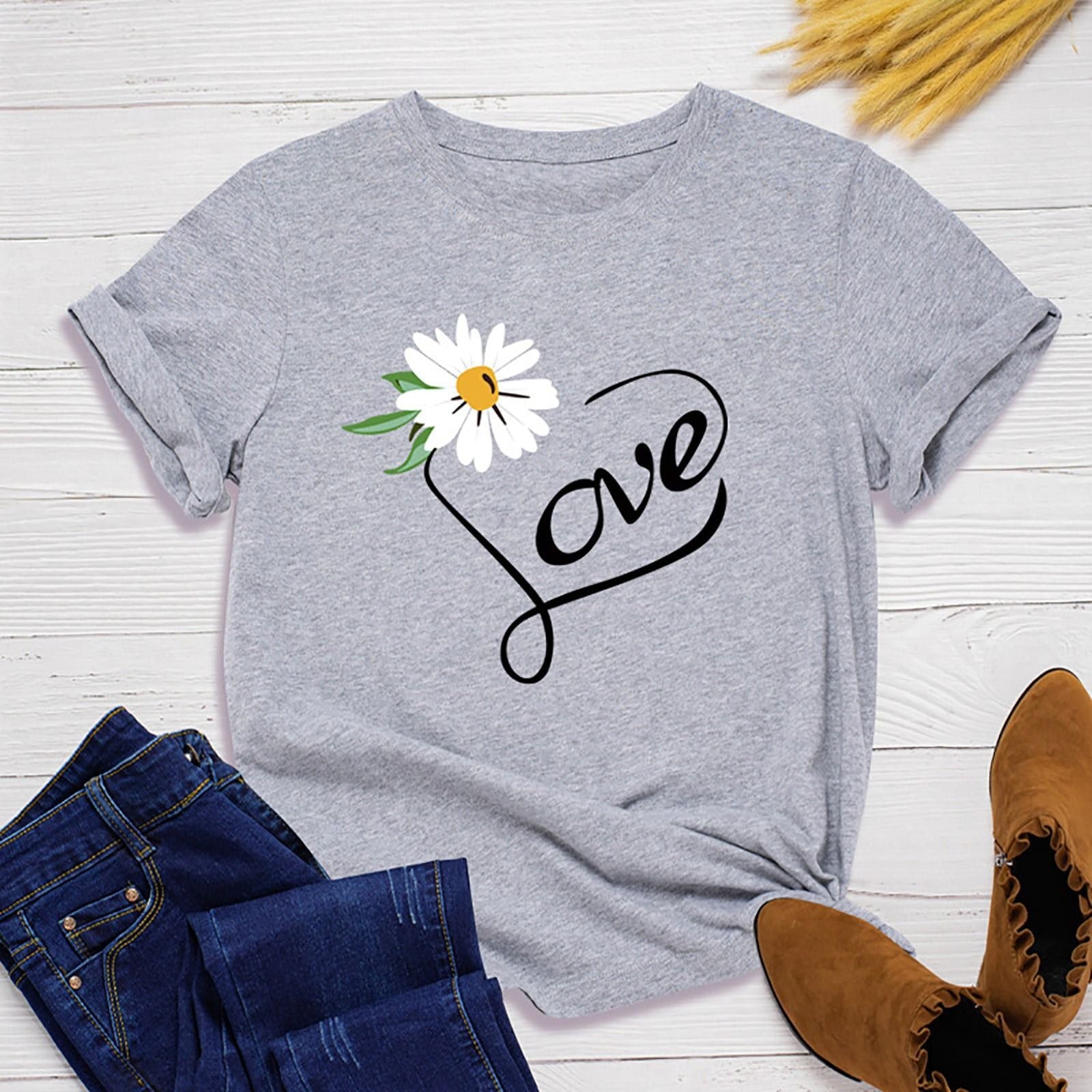 Floral Letter Print Top T-shirts for Women's - Oshi.pk - Buy & Sell Online