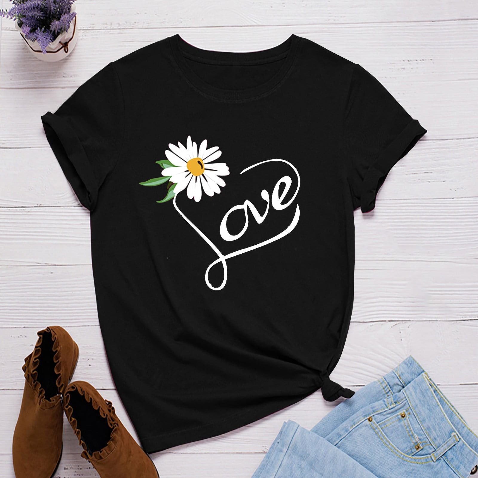 Floral Letter Print Top T-shirts for Women's - Oshi.pk - Buy & Sell Online