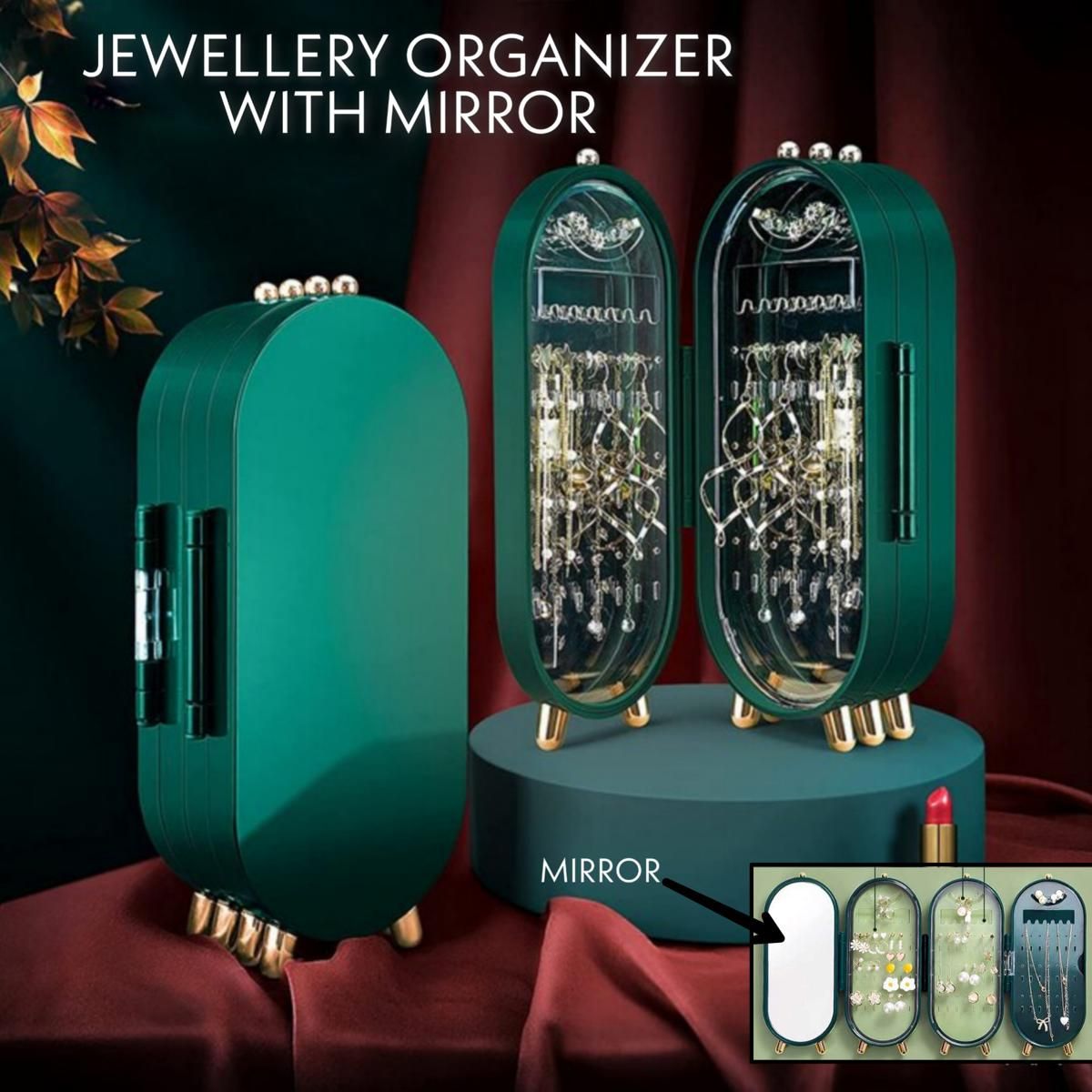 Foldable Jewellery Organizer with Mirror - Oshi.pk - Buy & Sell Online