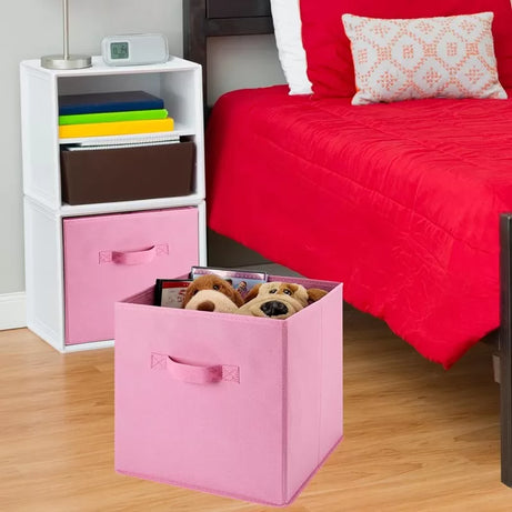 Foldable Storage Cubes Organizer Basket Bin Storage Boxes Storage Container with Handles for Travel Moving Toy Storage Box-Pink - Oshi.pk - Buy & Sell Online