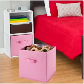 Foldable Storage Cubes Organizer Basket Bin Storage Boxes Storage Container with Handles for Travel Moving Toy Storage Box-Pink - Oshi.pk - Buy & Sell Online