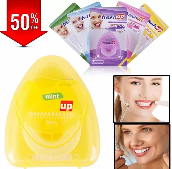 Fresh Up Essential Waxed Mint Dental Floss 50M of Oral Care Clean Teeth Wire - Oshi.pk - Buy & Sell Online