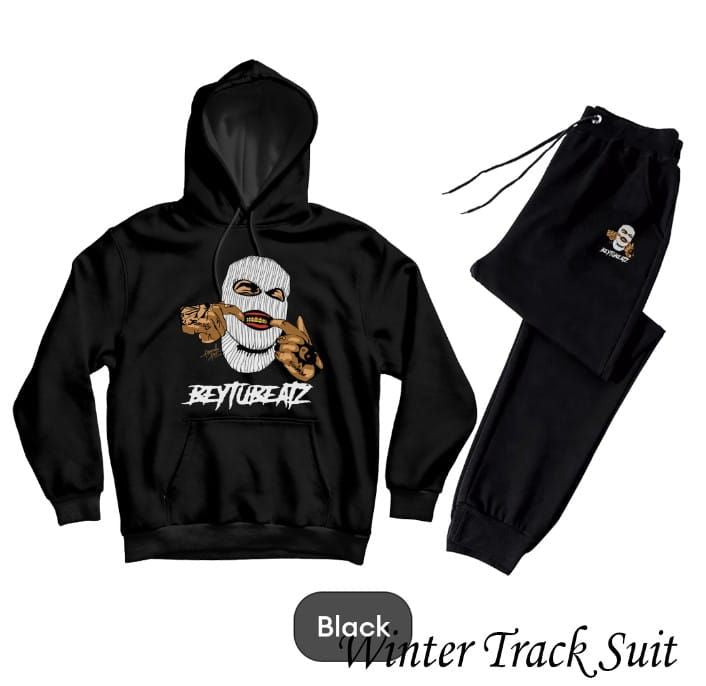 Ghanster Printed Tracksuit Black Huddie & Black Trouser Trendy And Amazing Fleece Pocket Drawstring Winter Wear Smart Fit Hoody - Oshi.pk - Buy & Sell Online