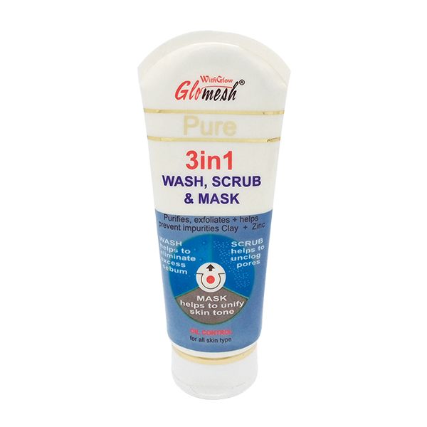 GLOMESH 3 IN 1 WASH SCRUB & MASK FOR ALL SKIN TYPE - 200ML - Oshi.pk - Buy & Sell Online