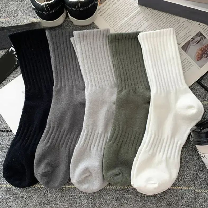 Cozy Stylish Unisex Mid-tube Sports Socks Soft Elastic Anti-slip Perfect for Sweat Absorbent Odor-free Solid Color Socks - Oshi.pk - Buy & Sell Online