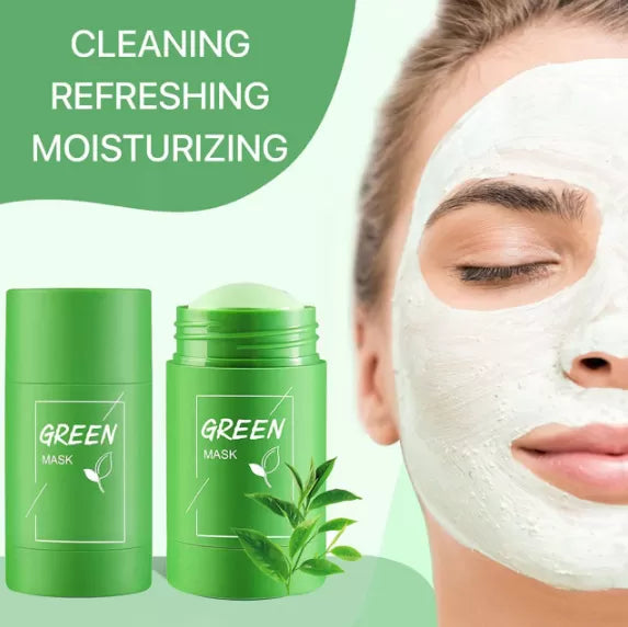 Green Tea Face Cleansing Mask Purifying Clay Stick Mask Oil Control Skin Care Anti-Acne Blackhead Mud Mask - Oshi.pk - Buy & Sell Online