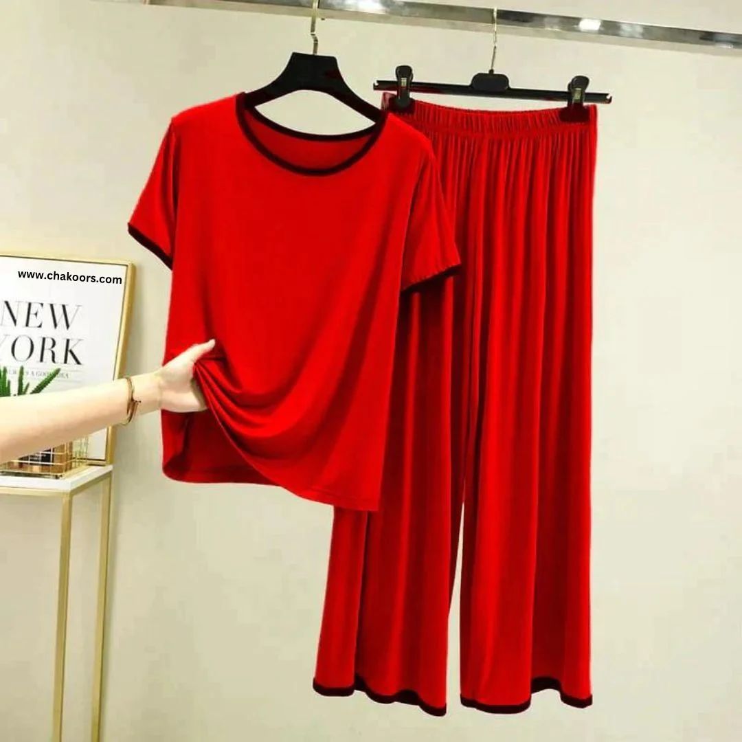 New Plain Round Neck Half Sleeves T-Shirts With Plazzo Suit - Oshi.pk - Buy & Sell Online