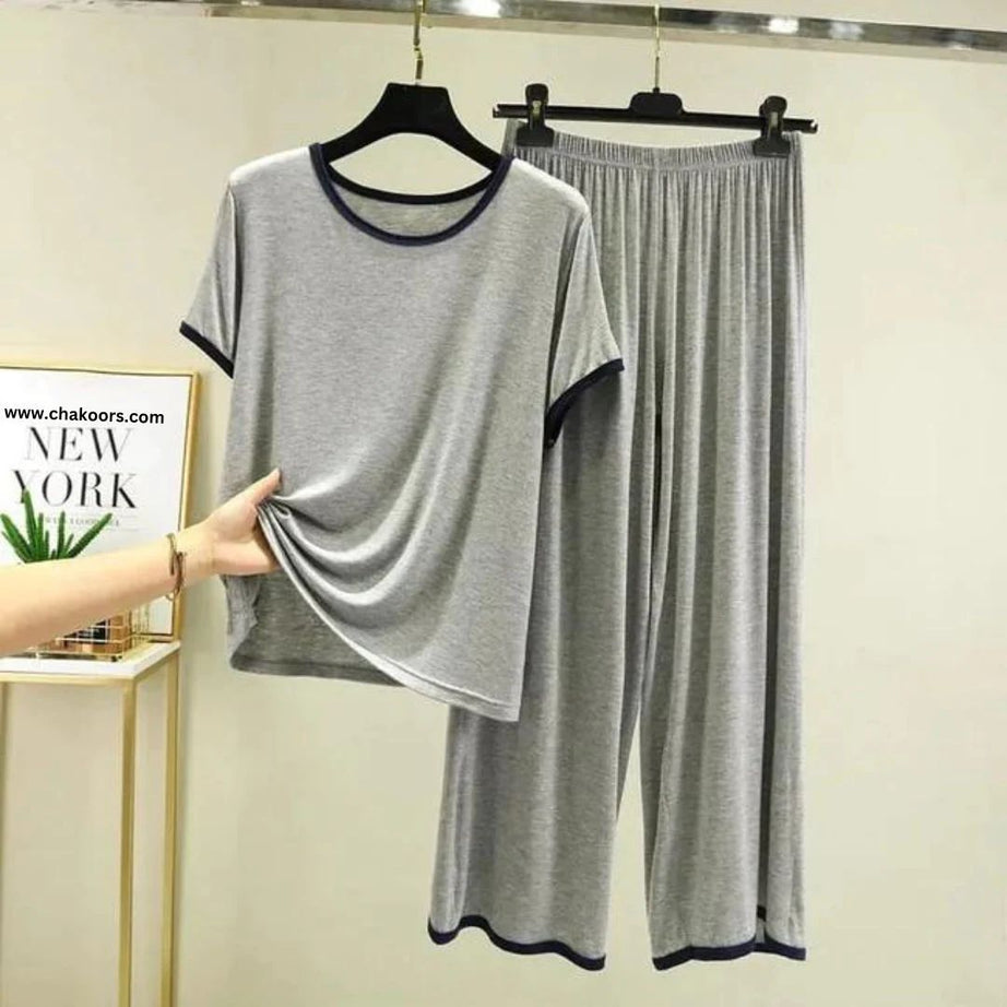 New Plain Round Neck Half Sleeves T-Shirts With Plazzo Suit - Oshi.pk - Buy & Sell Online