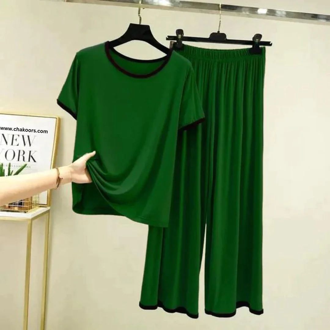 New Plain Round Neck Half Sleeves T-Shirts With Plazzo Suit - Oshi.pk - Buy & Sell Online