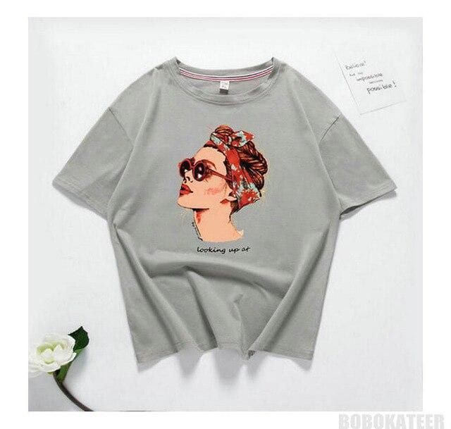 Grey Pop Art sketch Printed T-Shirts for Girls & Women's - Oshi.pk - Buy & Sell Online