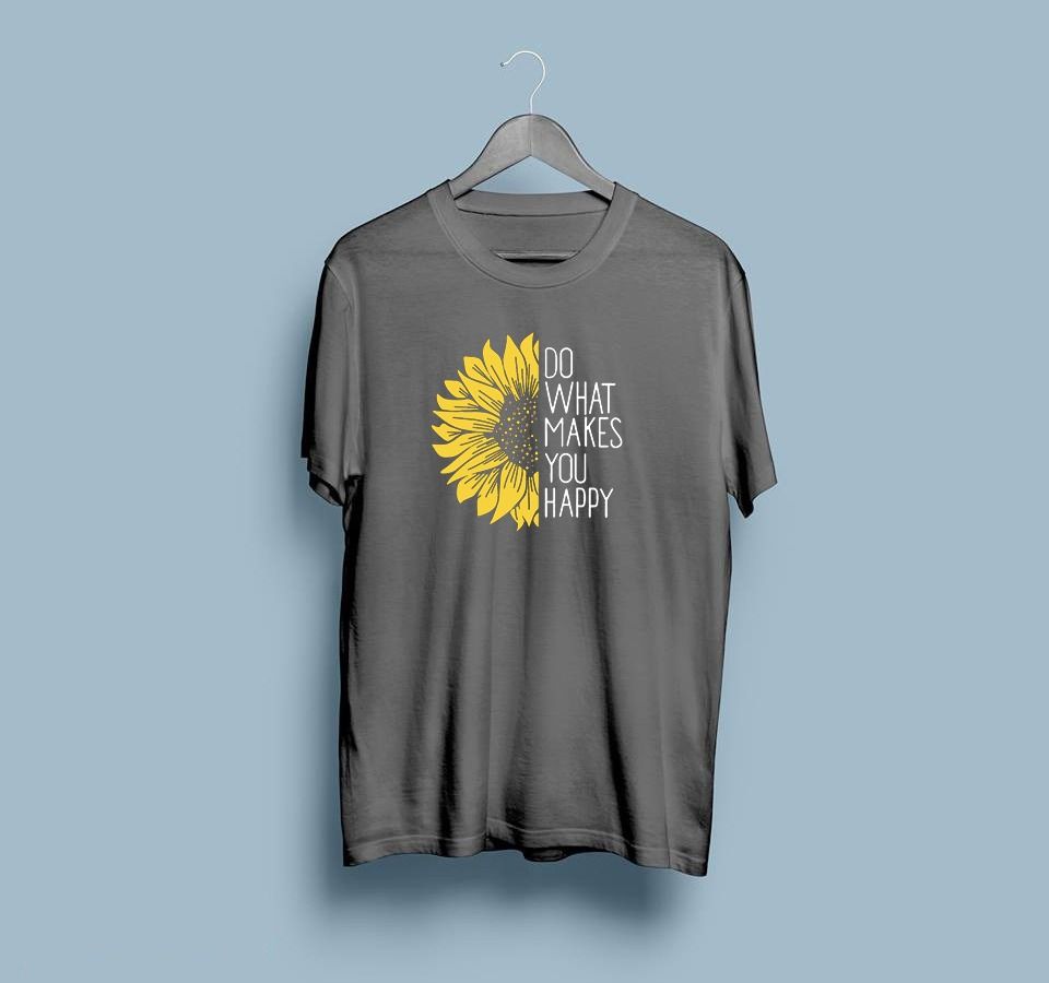 Grey T Shirt for Women n Girls Summer collection in stylish New SUNFLOWER printed round neck half sleeves T shirt - Oshi.pk - Buy & Sell Online