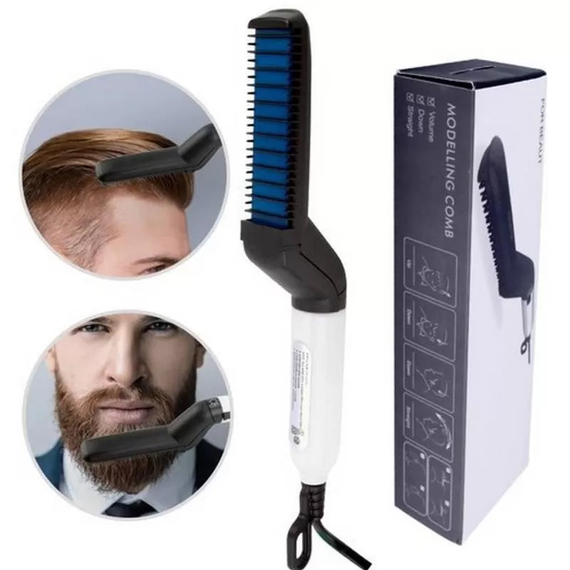 Hair & Beard Straightner Brush Hair Comb Brush Beard Straightener Hair Straighten Straightening Comb Hair Curler Quick Hair Styler For Men - Oshi.pk - Buy & Sell Online
