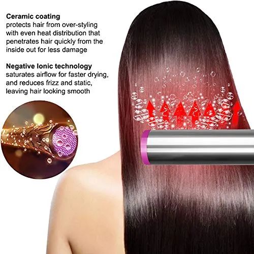 3 in 1 Hair Straightener Brush Round Hot Air Hair Dryer And Straightening Brush Fast Ceramic Heating With Anti Scald Feature Best Quality - Oshi.pk - Buy & Sell Online