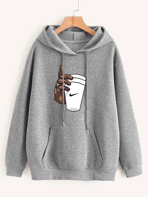 HAND WITH CUP Hoodies For Men & Boy Printed Kangaroo Pocket Drawstring Pullovers Clothing Long Sleeves Export Quality Winter Wear - Oshi.pk - Buy & Sell Online