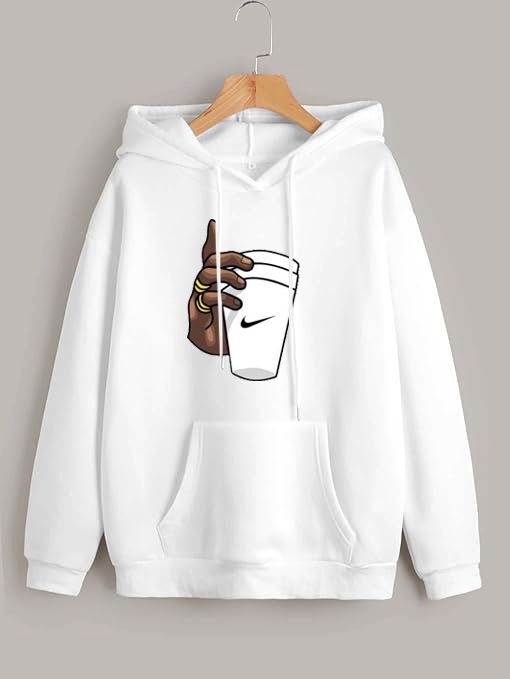 HAND WITH CUP Hoodies For Men & Boy Printed Kangaroo Pocket Drawstring Pullovers Clothing Long Sleeves Export Quality Winter Wear - Oshi.pk - Buy & Sell Online